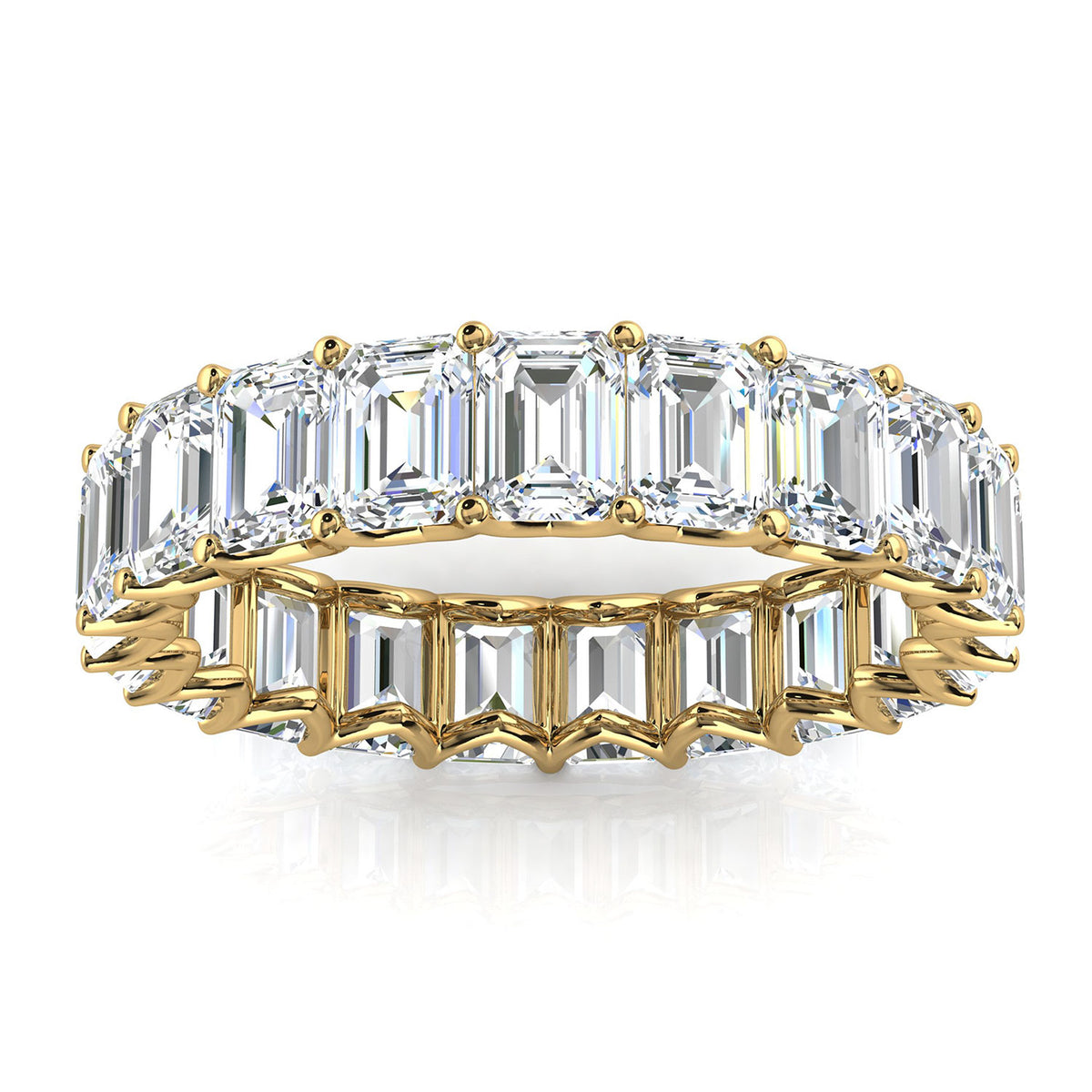 The Sovereign: 4.1mm Emerald-Cut Lab-Grown Diamond Eternity Band in 14K Yellow Gold Ring