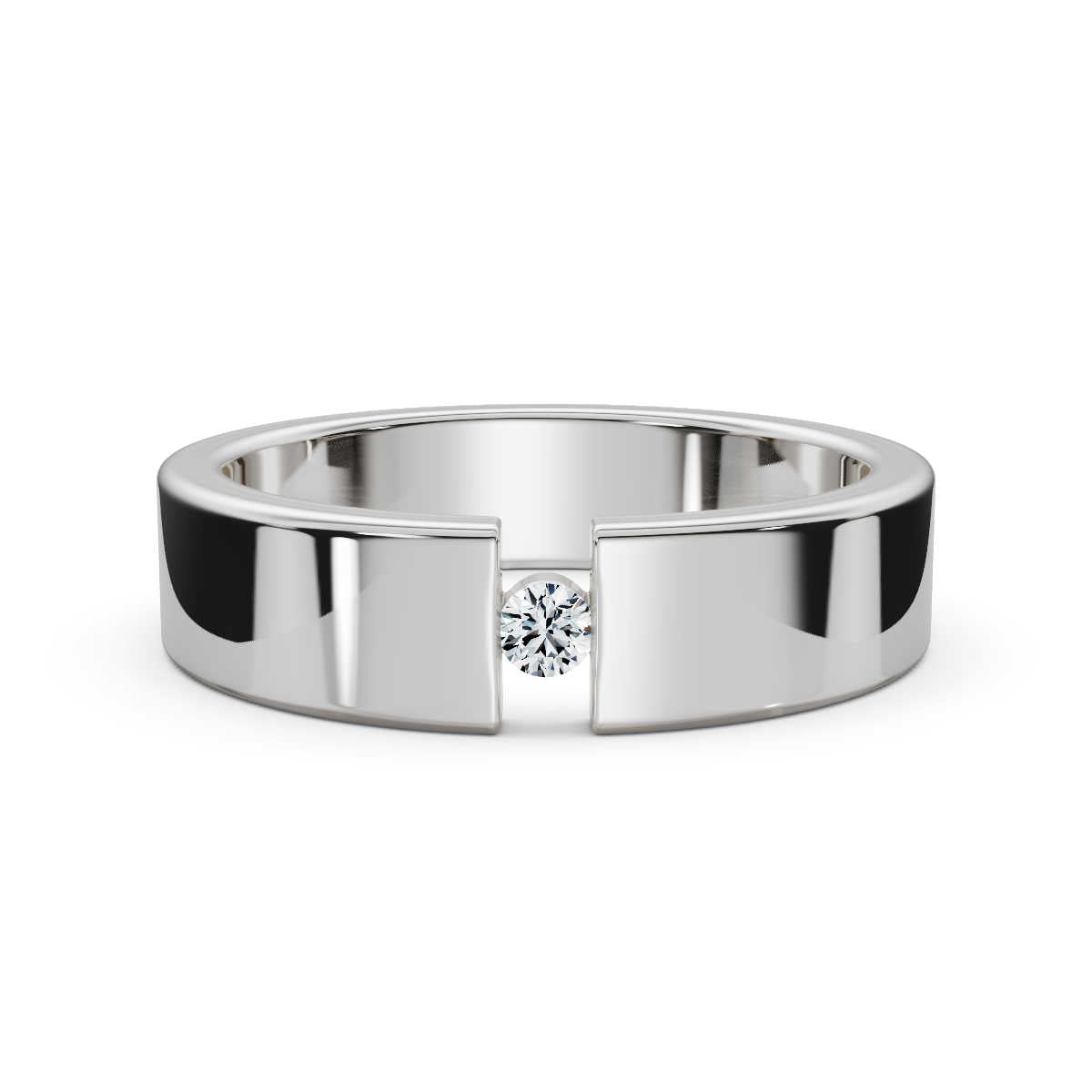 The Apex: 4.2mm Tension-Set Floating Diamond Band in 14K White Gold Ring