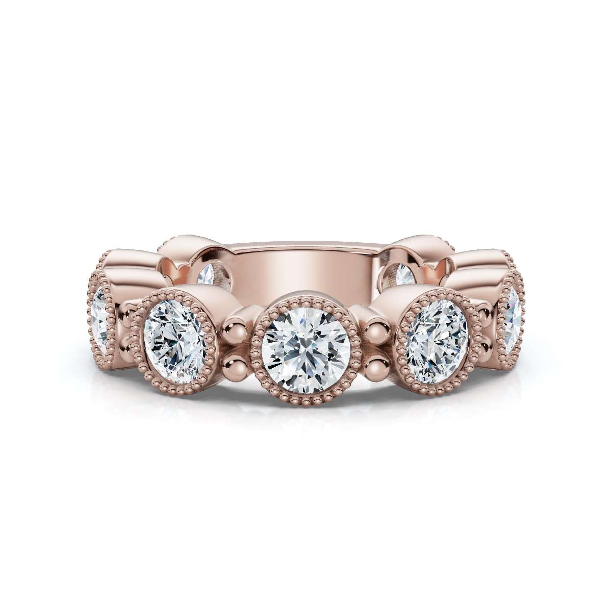The Heirloom Halo: 2.25 CTW Milgrain Bezel Eternity Band in 18K Rose Gold Ring