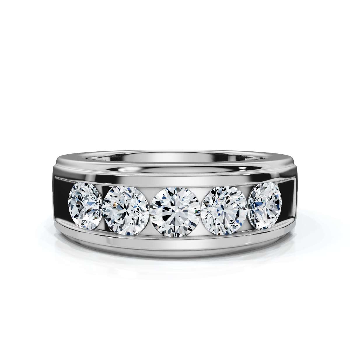 The Vanguard: 0.95 CTW Five-Stone Channel-Set Diamond Band in 14K White Gold Ring