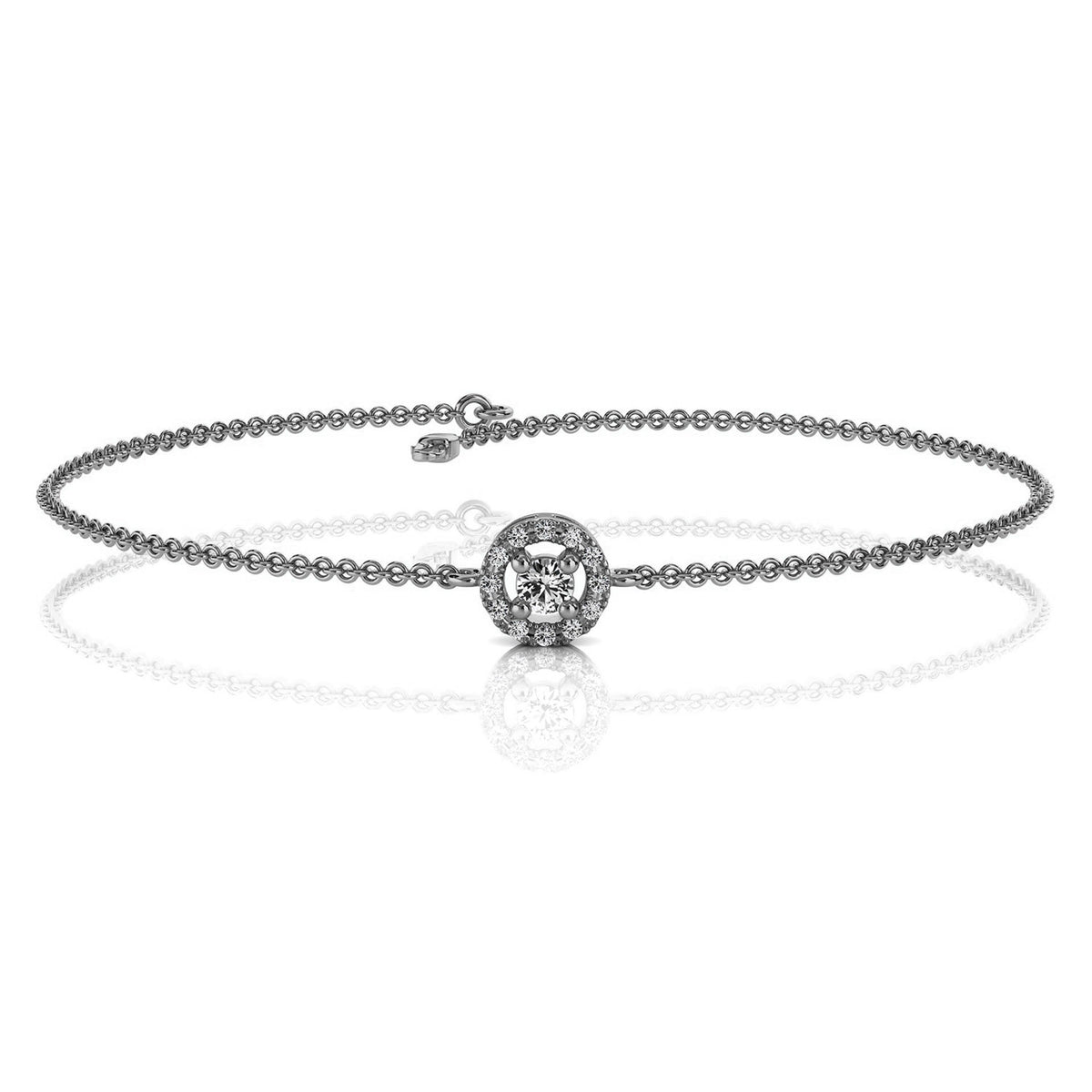 The Aura Halo: 0.17 CTW Floating Round Lab-Grown Diamond Halo Chain Bracelet 14K Gold