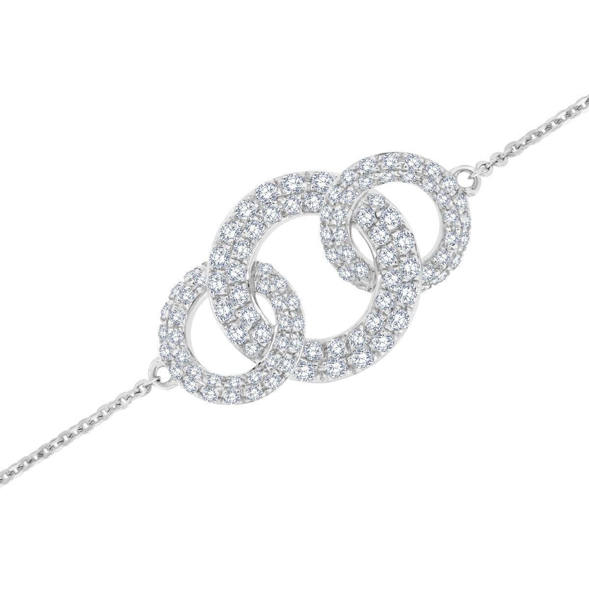 The Aurelia Bracelet: 0.71 CTW Interlocking Triple Link Diamond Bracelet 18K Gold/Platinum