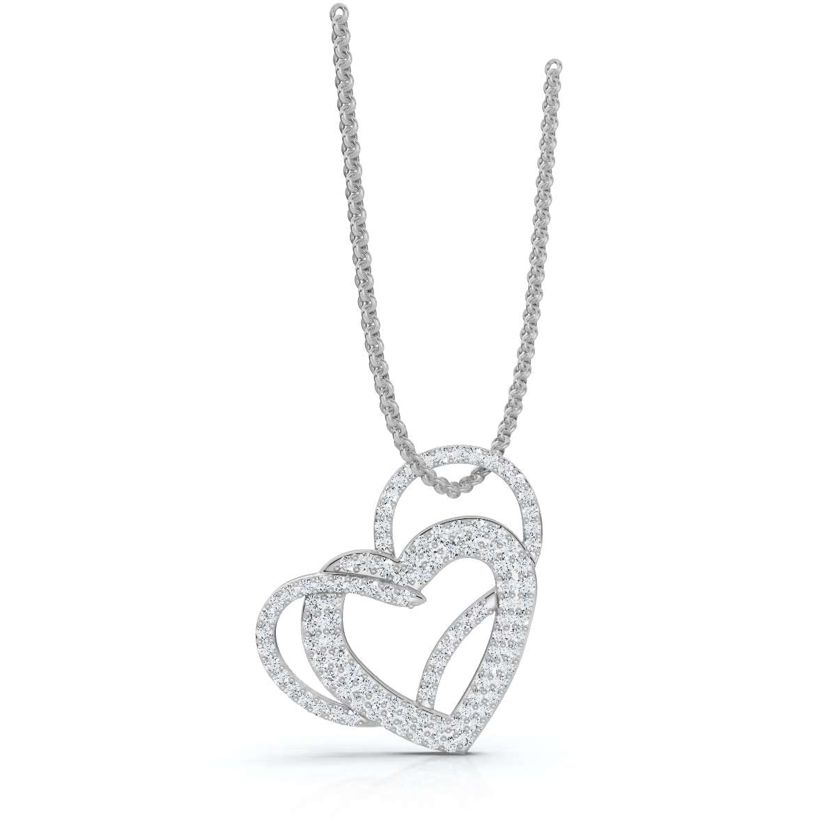 The Amara Pendant: 0.61 CTW Interlocking Double Heart Lab-Grown Diamond Necklace Gold/Platinum