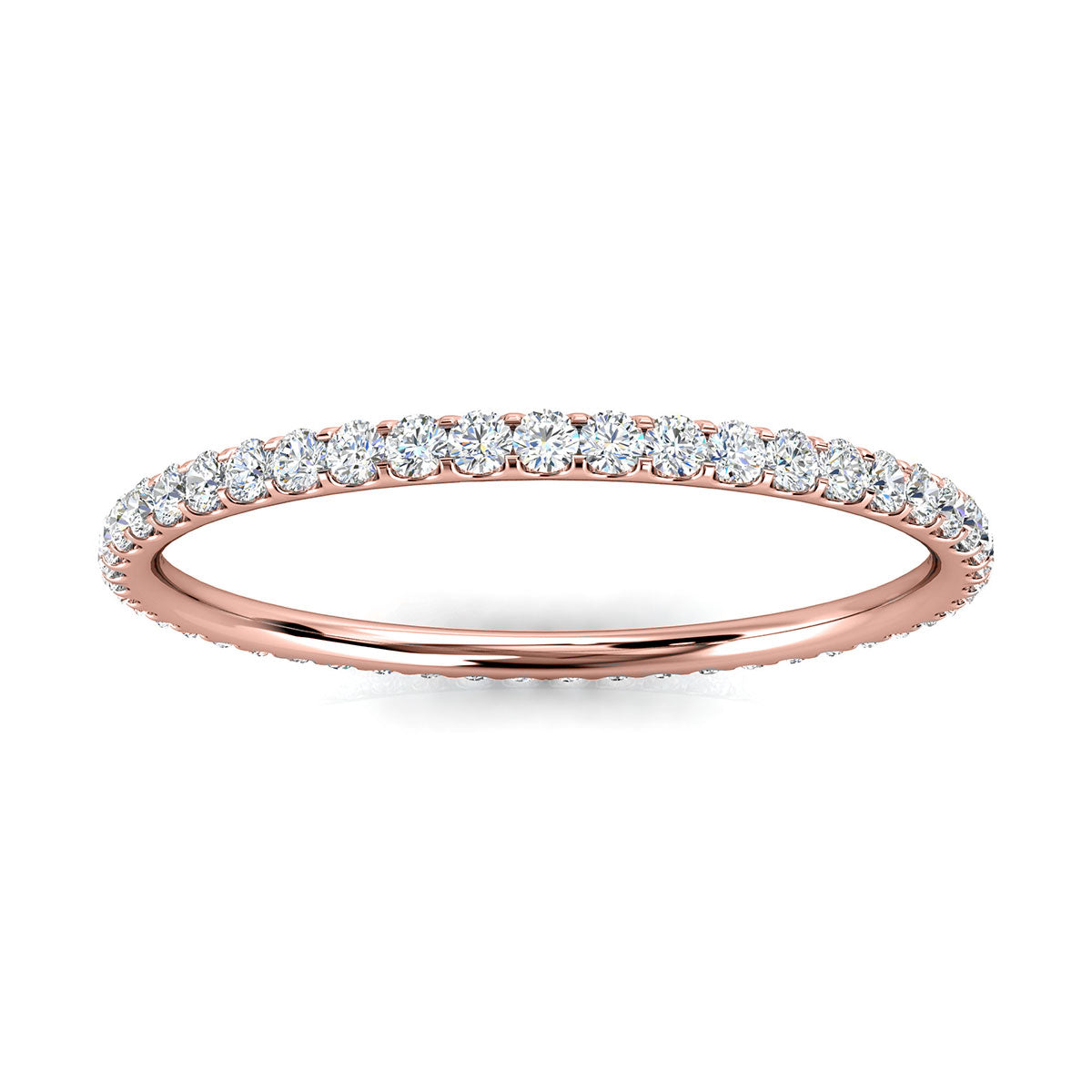 The Whisper Eternity: 0.34 CTW Round Diamond Micro-Pave Full Eternity Band in 18K Rose Gold Ring