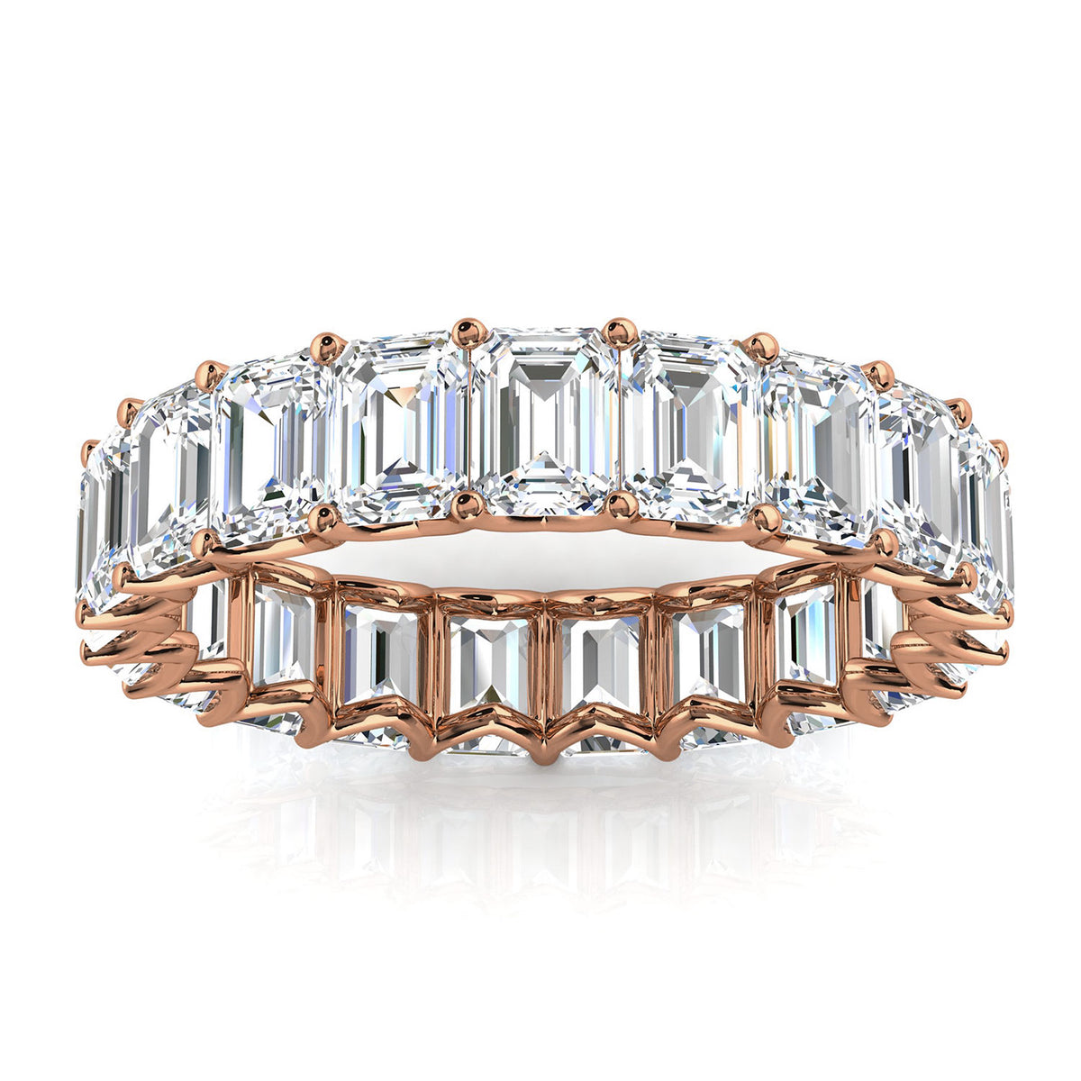 The Sovereign: 4.1mm Emerald-Cut Lab-Grown 3.9 CWT Diamond Eternity Band in 14K Rose Gold Ring