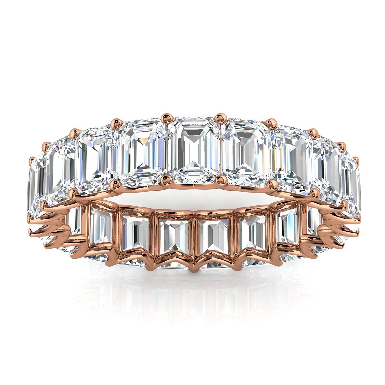 The Sovereign: 4.1mm Emerald-Cut Lab-Grown 3.9 CWT Diamond Eternity Band in 18K Rose Gold Ring