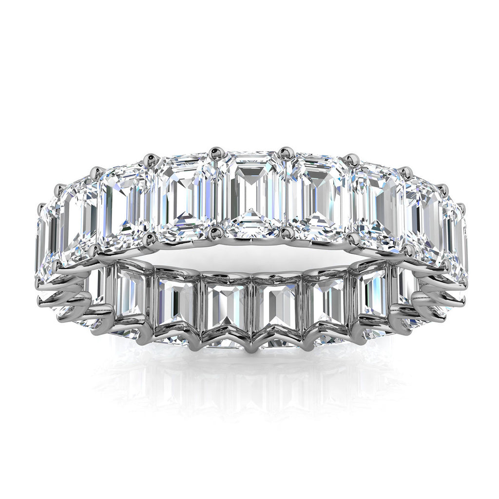 4.1mm Emerald-Cut Lab-Grown 3.9 CTW Diamond Eternity Band in 18K White Gold Ring