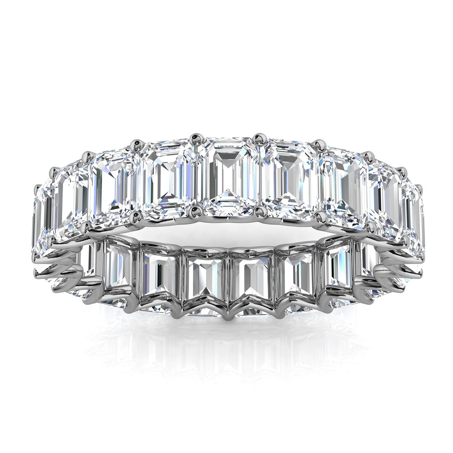 4.1mm Emerald-Cut Lab-Grown 3.9 CTW Diamond Eternity Band in 18K White Gold Ring