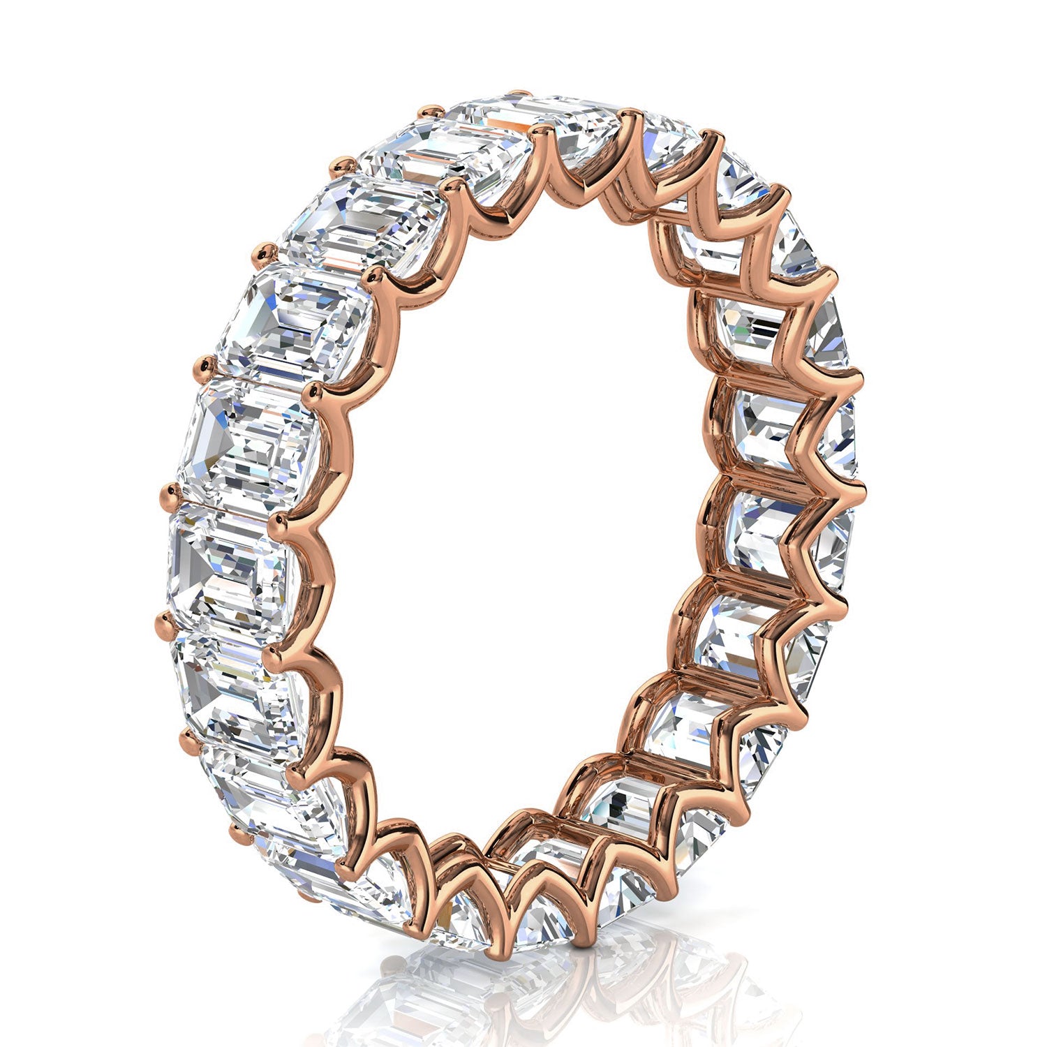 The Sovereign: 4.1mm Emerald-Cut Lab-Grown 3.9 CWT Diamond Eternity Band in 18K Rose Gold Ring