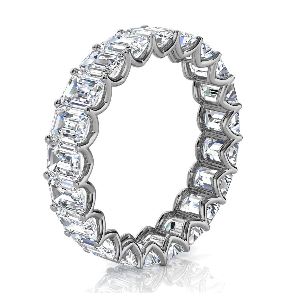 4.1mm Emerald-Cut Lab-Grown 3.9 CTW Diamond Eternity Band in 18K White Gold Ring