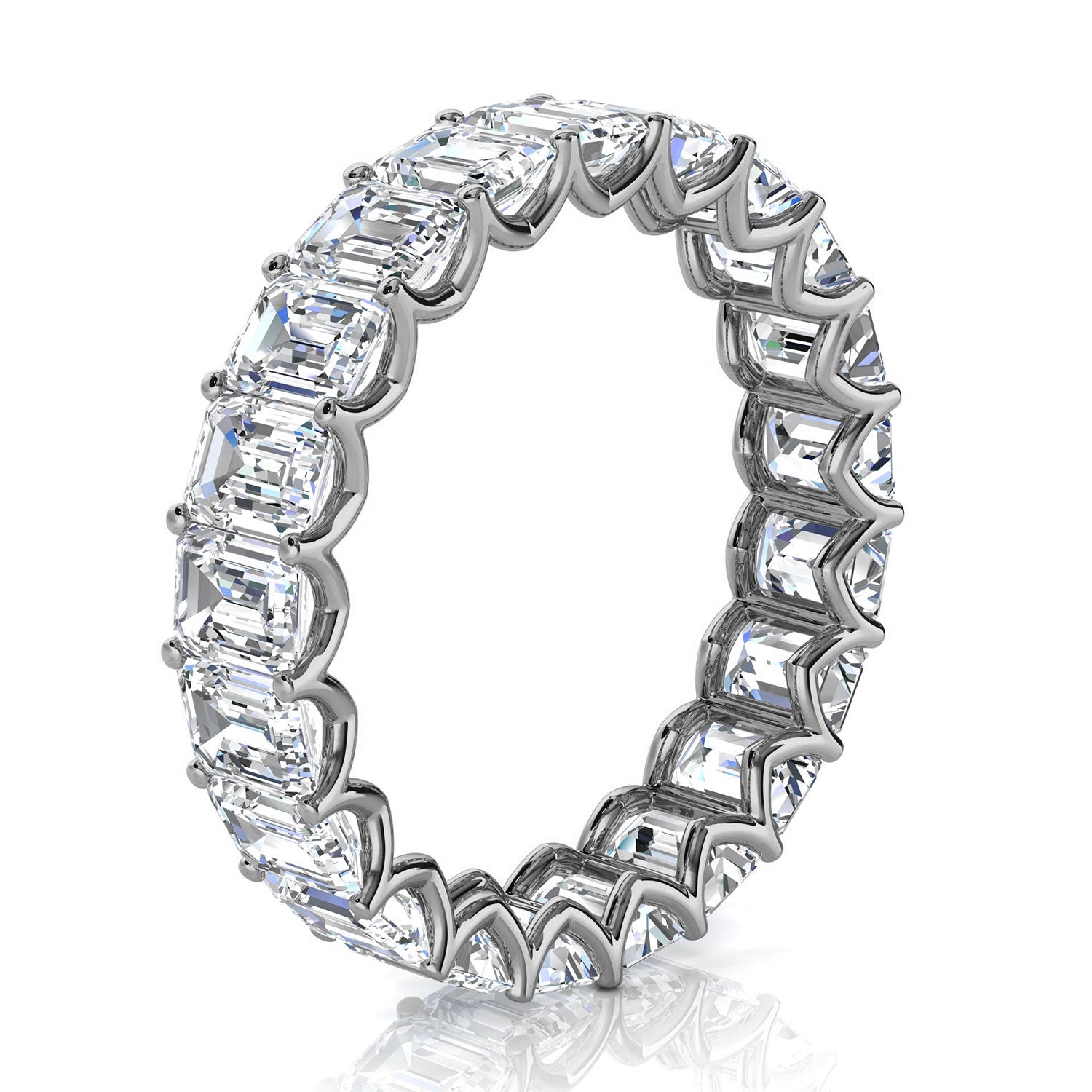 4.1mm Emerald-Cut Lab-Grown 3.9 CTW Diamond Eternity Band in 18K White Gold Ring