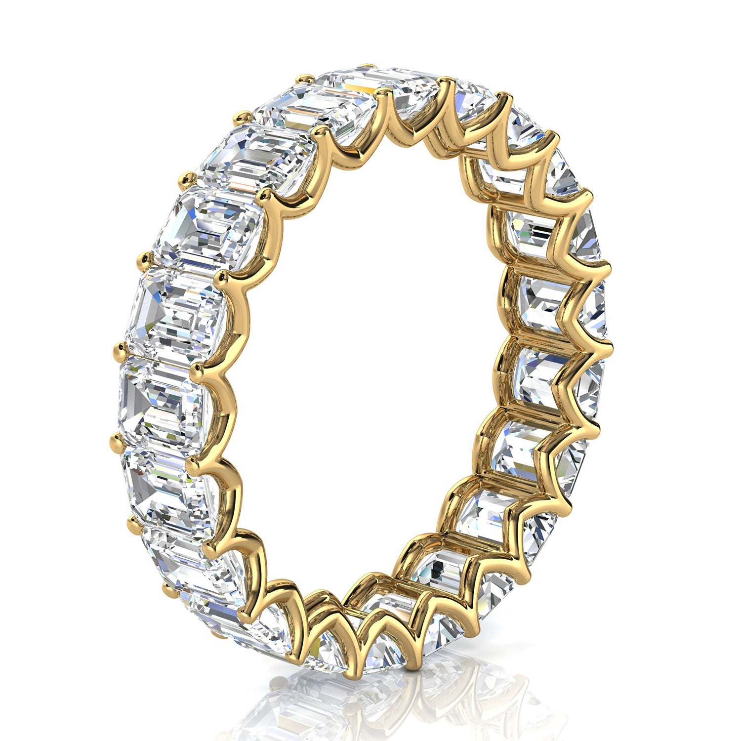 The Sovereign: 4.1mm Emerald-Cut Lab-Grown 3.9 CTW  Diamond Eternity Band in 18K Yellow Gold Ring