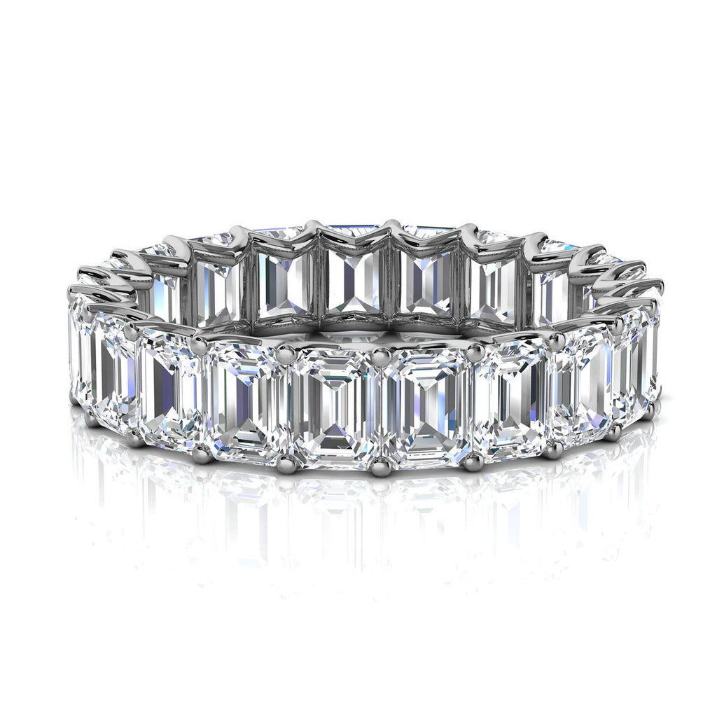 4.1mm Emerald-Cut Lab-Grown 3.9 CTW Diamond Eternity Band in 18K White Gold Ring