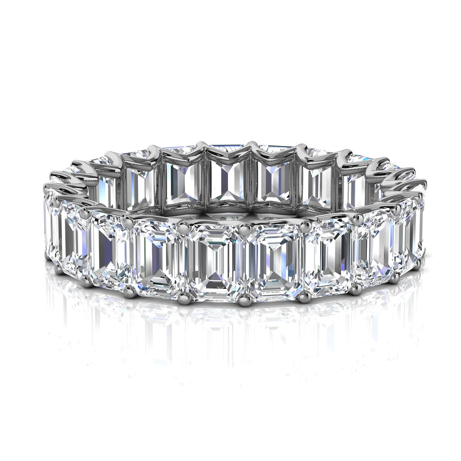 4.1mm Emerald-Cut Lab-Grown 3.9 CTW Diamond Eternity Band in 18K White Gold Ring