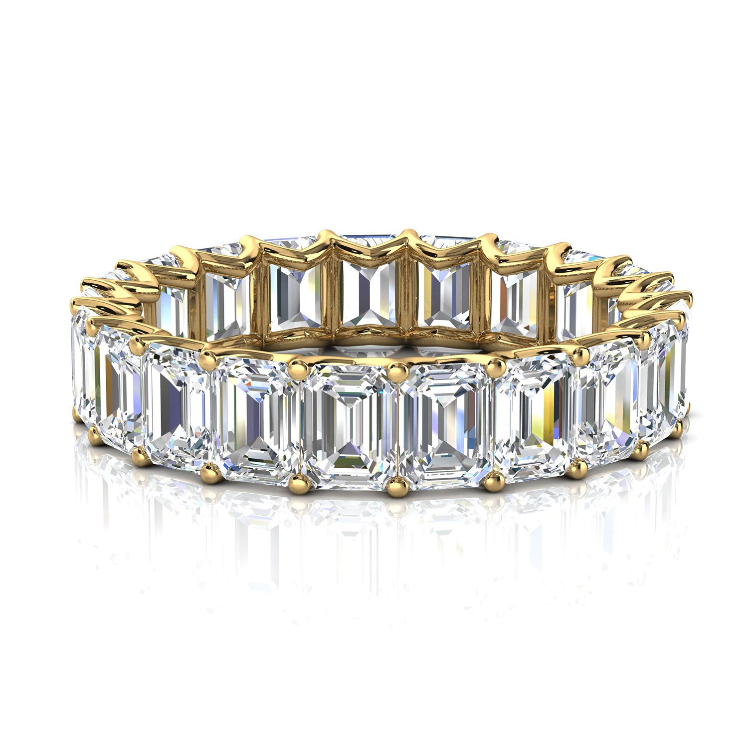 The Sovereign: 4.1mm Emerald-Cut Lab-Grown 3.9 CTW  Diamond Eternity Band in 18K Yellow Gold Ring