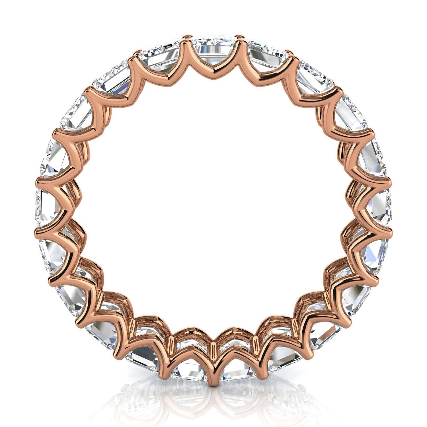 The Sovereign: 4.1mm Emerald-Cut Lab-Grown 3.9 CWT Diamond Eternity Band in 18K Rose Gold Ring
