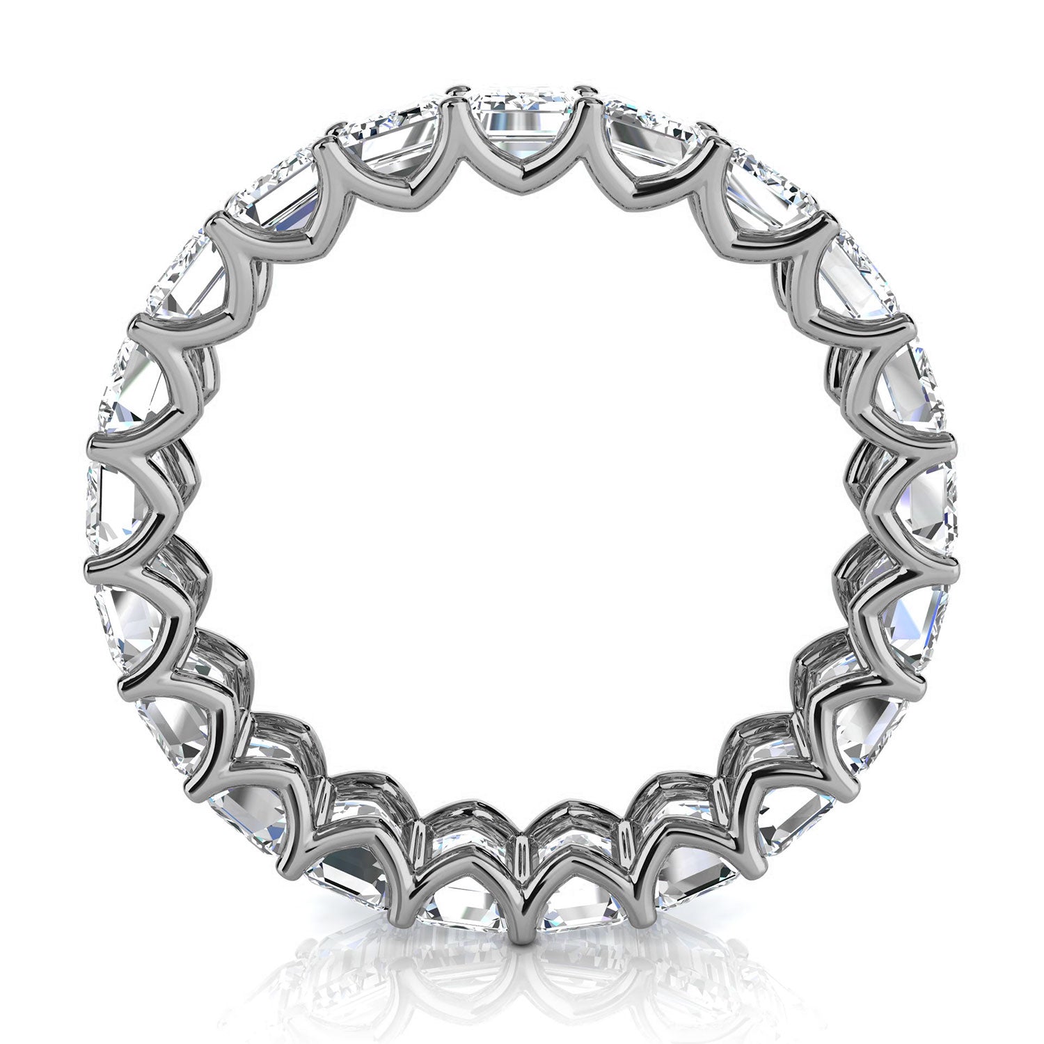 4.1mm Emerald-Cut Lab-Grown 3.9 CTW Diamond Eternity Band in 18K White Gold Ring