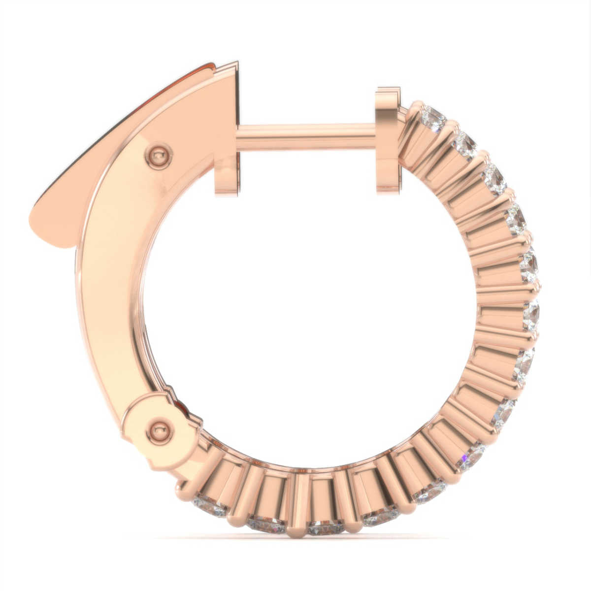 The Helena Inside-Out: 1.00 CTW Round Lab-Grown Diamond Premium Huggie Hoop Earrings 18K Gold