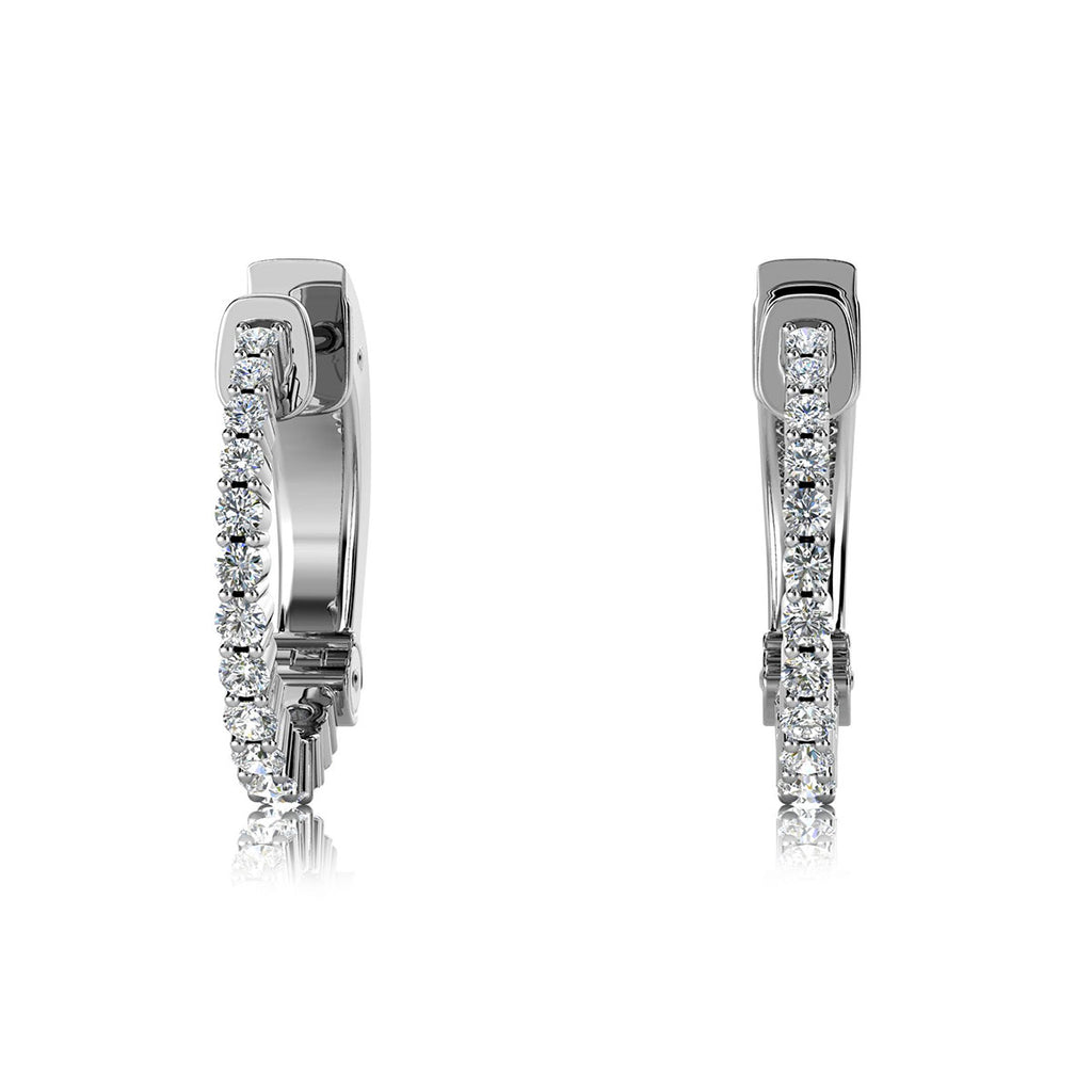 The Helena Inside-Out: 1.00 CTW Round Lab-Grown Diamond Premium Huggie Hoop Earrings 18K Gold