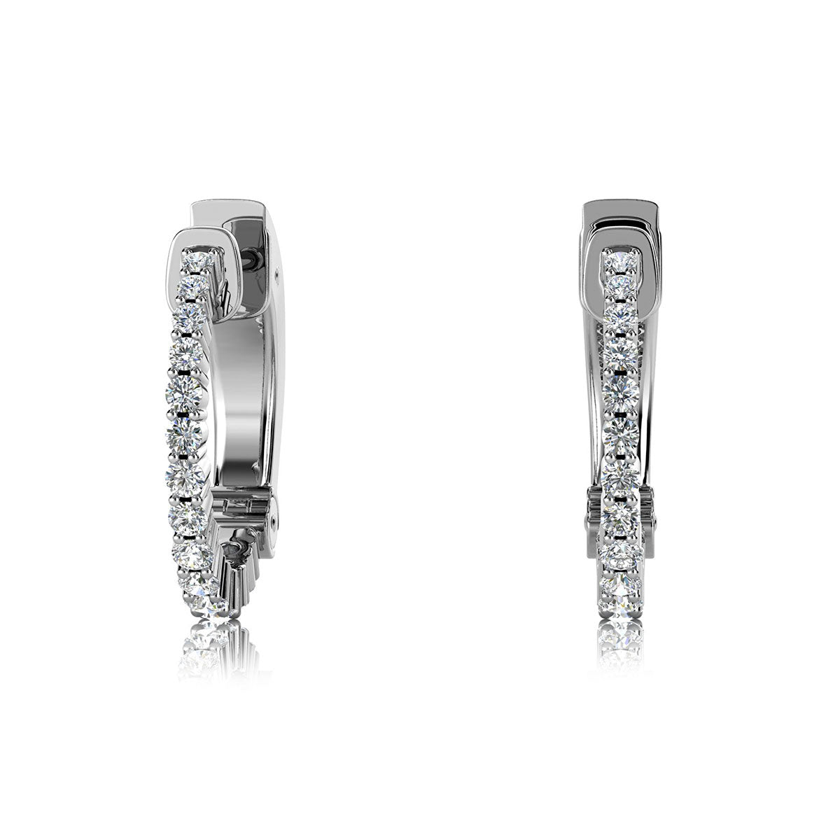 The Helena Inside-Out: 1.00 CTW Round Lab-Grown Diamond Premium Huggie Hoop Earrings 18K Gold