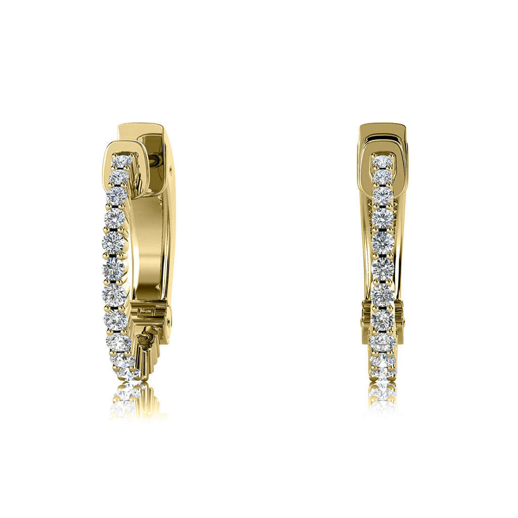 The Helena Inside-Out: 1.00 CTW Round Lab-Grown Diamond Premium Huggie Hoop Earrings 18K Gold