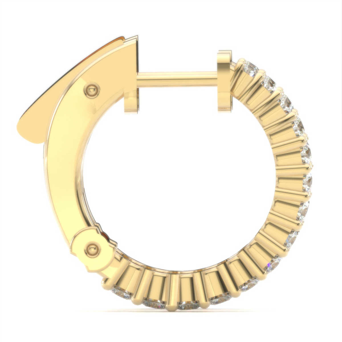 The Helena Inside-Out: 1.00 CTW Round Lab-Grown Diamond Premium Huggie Hoop Earrings 18K Gold