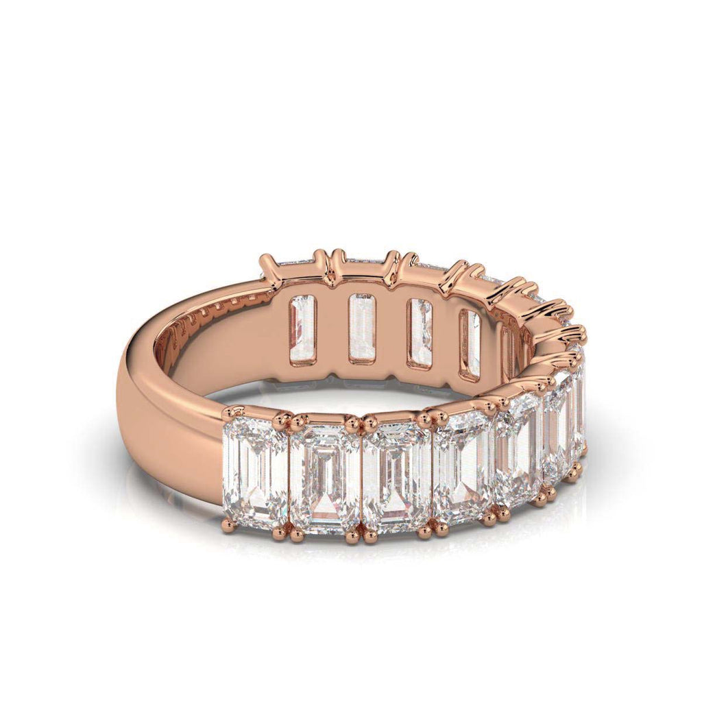 The Empress Cascade: 3.77 CTW Emerald-Cut Diamond Shared-Prong Band in 14K Rose Gold Ring