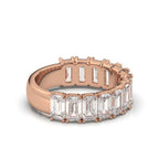The Empress Cascade: 3.77 CTW Emerald-Cut Diamond Shared-Prong Band in 14K Rose Gold Ring