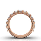 The Empress Cascade: 3.77 CTW Emerald-Cut Diamond Shared-Prong Band in 14K Rose Gold Ring