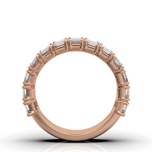 The Empress Cascade: 3.77 CTW Emerald-Cut Diamond Shared-Prong Band in 14K Rose Gold Ring