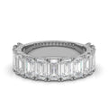 The Empress Cascade: 3.77 CTW Emerald-Cut Diamond Shared-Prong Band in 18K White Gold Ring