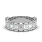 The Empress Cascade: 3.77 CTW Emerald-Cut Diamond Shared-Prong Band in 18K White Gold Ring
