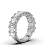 The Empress Cascade: 3.77 CTW Emerald-Cut Diamond Shared-Prong Band in 18K White Gold Ring