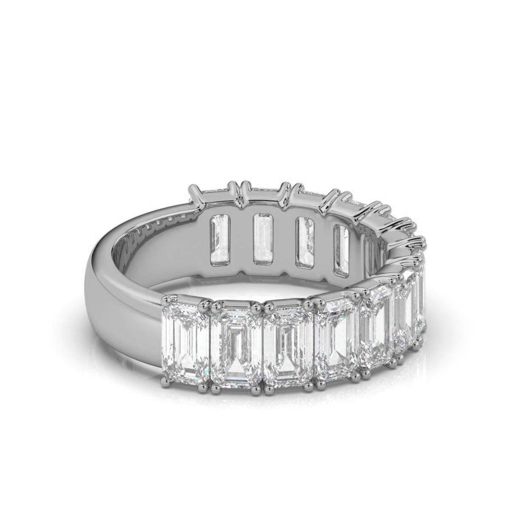 The Empress Cascade: 3.77 CTW Emerald-Cut Diamond Shared-Prong Band in 18K White Gold Ring