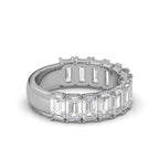 The Empress Cascade: 3.77 CTW Emerald-Cut Diamond Shared-Prong Band in 18K White Gold Ring