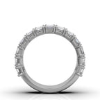 The Empress Cascade: 3.77 CTW Emerald-Cut Diamond Shared-Prong Band in 18K White Gold Ring