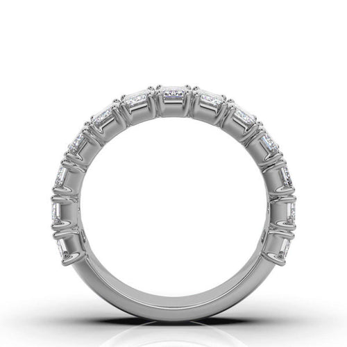 The Empress Cascade: 3.77 CTW Emerald-Cut Diamond Shared-Prong Band in 14K White Gold Ring