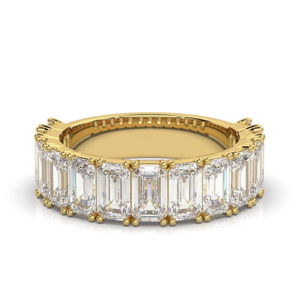 The Empress Cascade: 3.77 CTW Emerald-Cut Diamond Shared-Prong Band in 14K Yellow Gold Ring