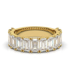 The Empress Cascade: 3.77 CTW Emerald-Cut Diamond Shared-Prong Band in 14K Yellow Gold Ring