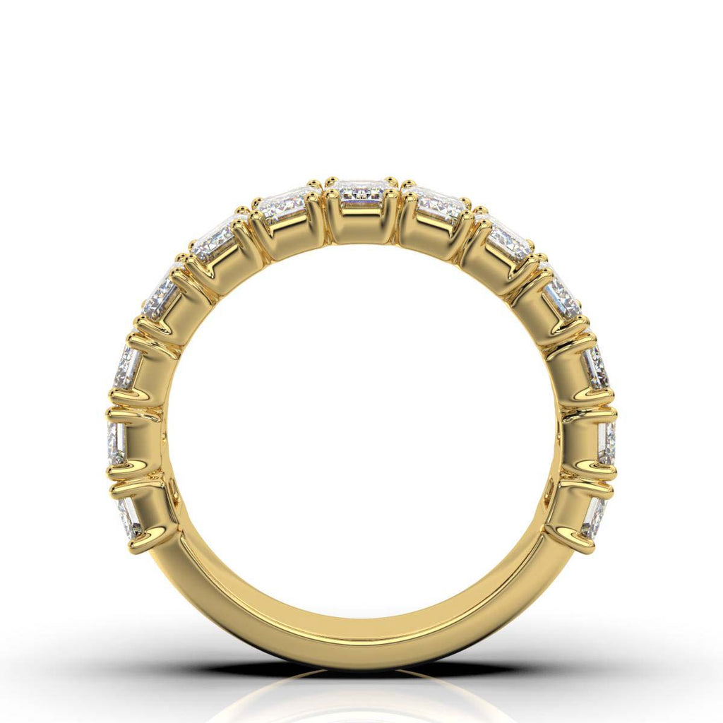 The Empress Cascade: 3.77 CTW Emerald-Cut Diamond Shared-Prong Band in 14K Yellow Gold Ring