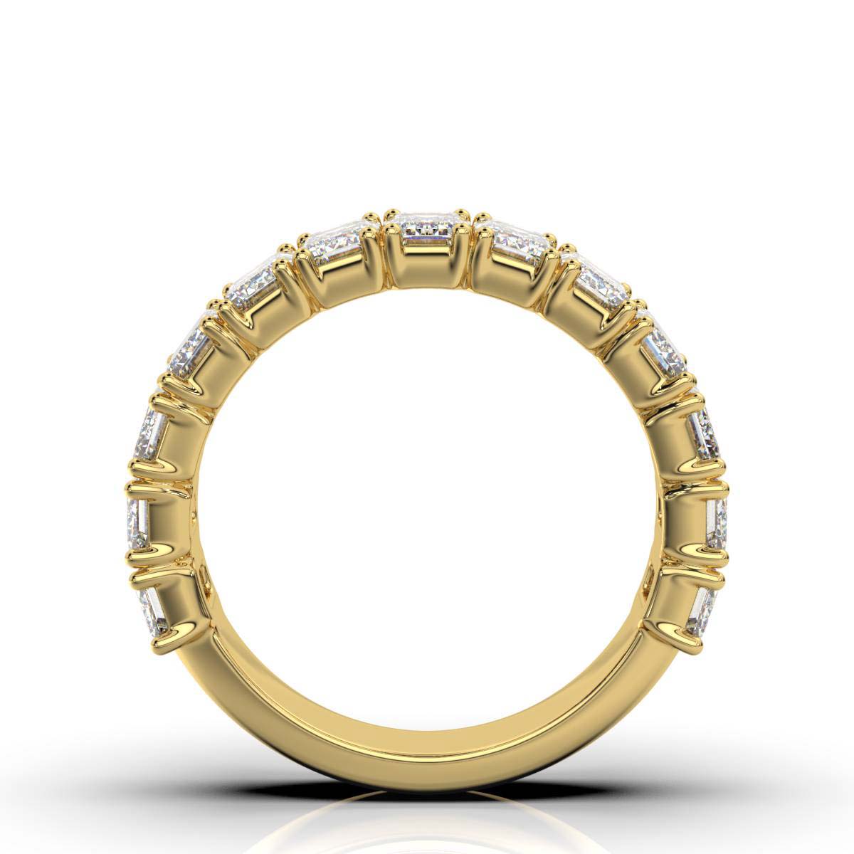 The Empress Cascade: 3.77 CTW Emerald-Cut Diamond Shared-Prong Band in 14K Yellow Gold Ring
