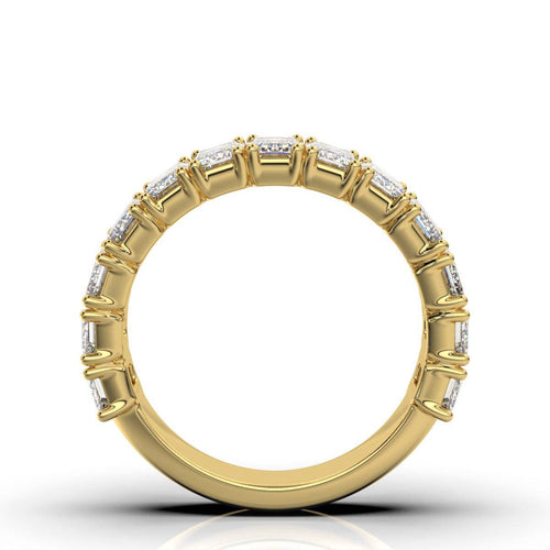 The Empress Cascade: 3.77 CTW Emerald-Cut Diamond Shared-Prong Band in 14K Yellow Gold Ring