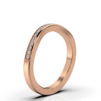 The Contour Ribbon: 0.12 CTW Curved Pavé Diamond Wedding Band 14K-18K Gold/Platinum Ring