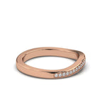 The Contour Ribbon: 0.12 CTW Curved Pavé Diamond Wedding Band 14K-18K Gold/Platinum Ring