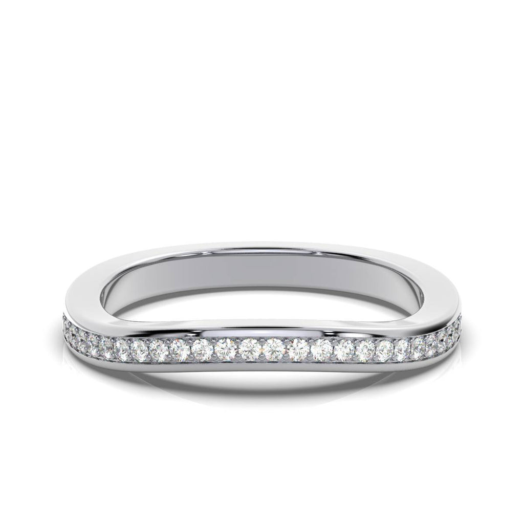 The Contour Ribbon: 0.12 CTW Curved Pavé Diamond Wedding Band 14K-18K Gold/Platinum Ring