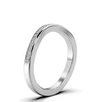 The Contour Ribbon: 0.12 CTW Curved Pavé Diamond Wedding Band 14K-18K Gold/Platinum Ring