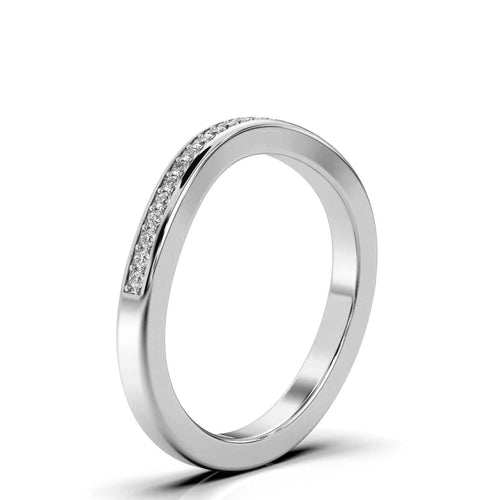The Contour Ribbon: 0.12 CTW Curved Pavé Diamond Wedding Band 14K-18K Gold/Platinum Ring
