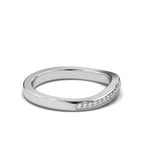 The Contour Ribbon: 0.12 CTW Curved Pavé Diamond Wedding Band 14K-18K Gold/Platinum Ring