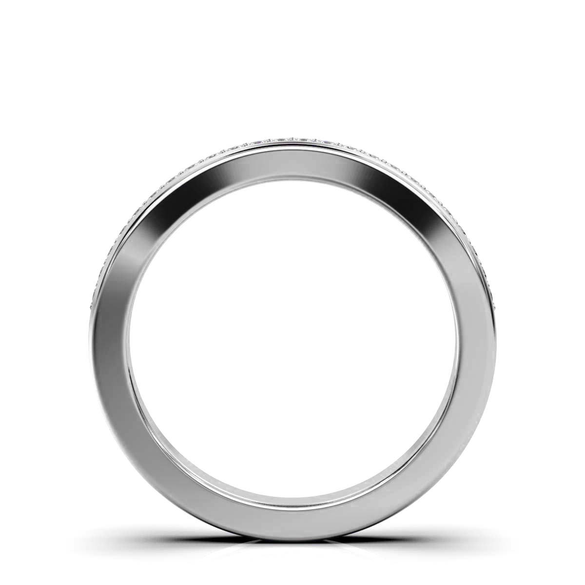 The Contour Ribbon: 0.12 CTW Curved Pavé Diamond Wedding Band 14K-18K Gold/Platinum Ring