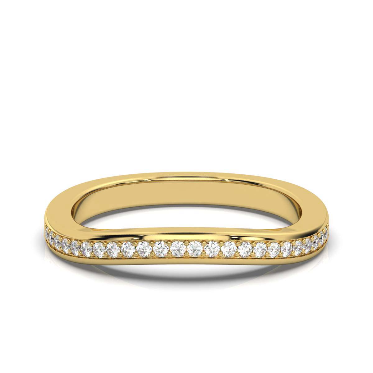 The Contour Ribbon: 0.12 CTW Curved Pavé Diamond Wedding Band 14K-18K Gold/Platinum Ring